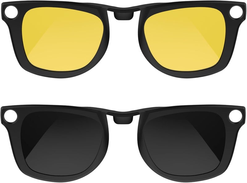 RCstyle HiBloks 2Pcs Polarized Clip-on Compatible with Ray-Ban Meta Wayfarer & Gen 2 (RW4006/RW4012 Regular), Discoloration Clip for RayBan Meta Gen 2 Accessories (Night Vision Yellow, Black) - Image 1
